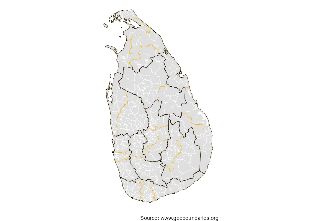 Map of all administrative levels for Sri Lanka